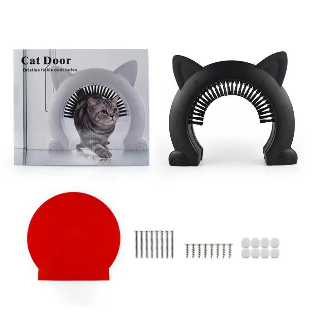 Pet Cat Dog Door Hole Access Direction Controllable Toy For Pet Training Dog Cats Kitten ABS Pet Gate Door Kit with Clean Brush