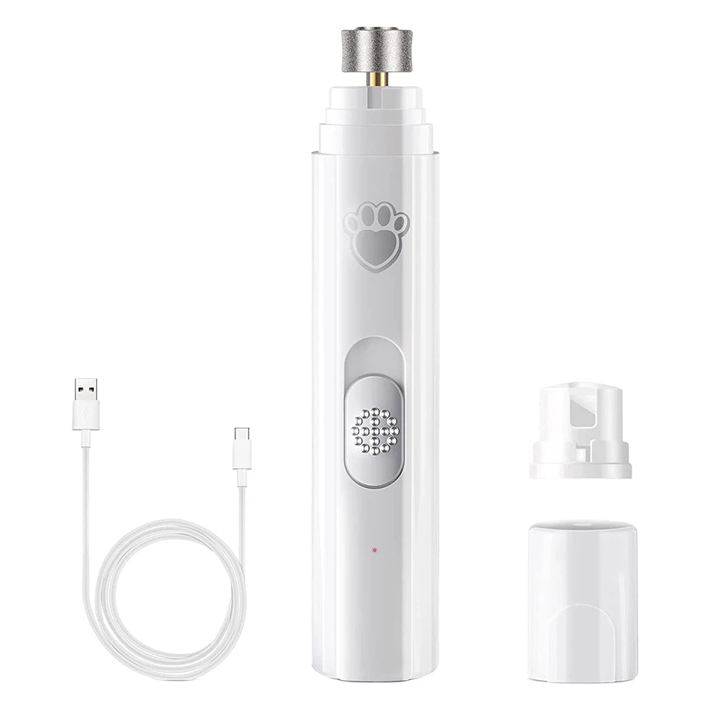 Electric Dog Nail Grinder Painless LED Light Pet Nail Clipper with Polisher Wheel 2-Speed Paws Nail Cutter for Pet Paws Grooming
