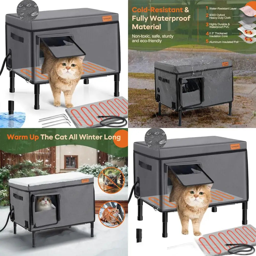 Durable Weatherproof Outdoor Cat House for Winter, Insulated Shelter for Medium Cats and Strays