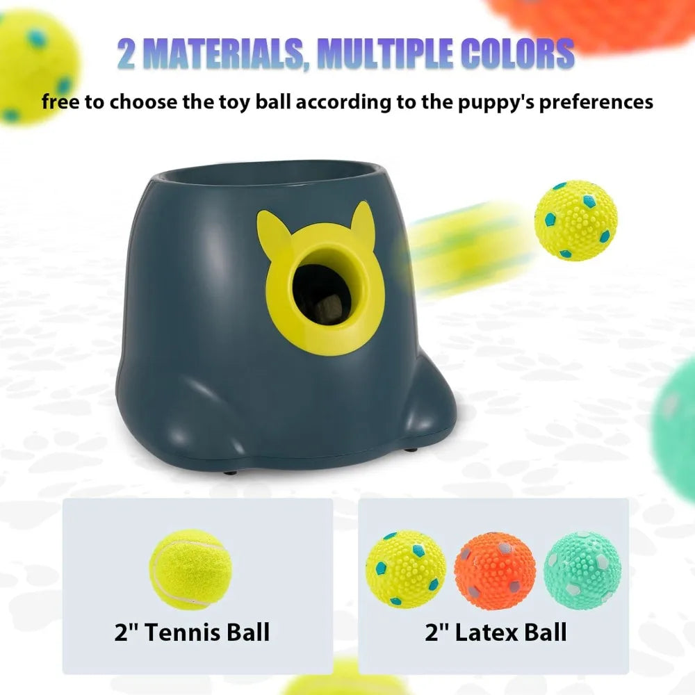 Automatic Dog Ball Launcher - Interactive Self-Playing Fetch Toy for Small Dogs with 3 Adjustable Throw Distances