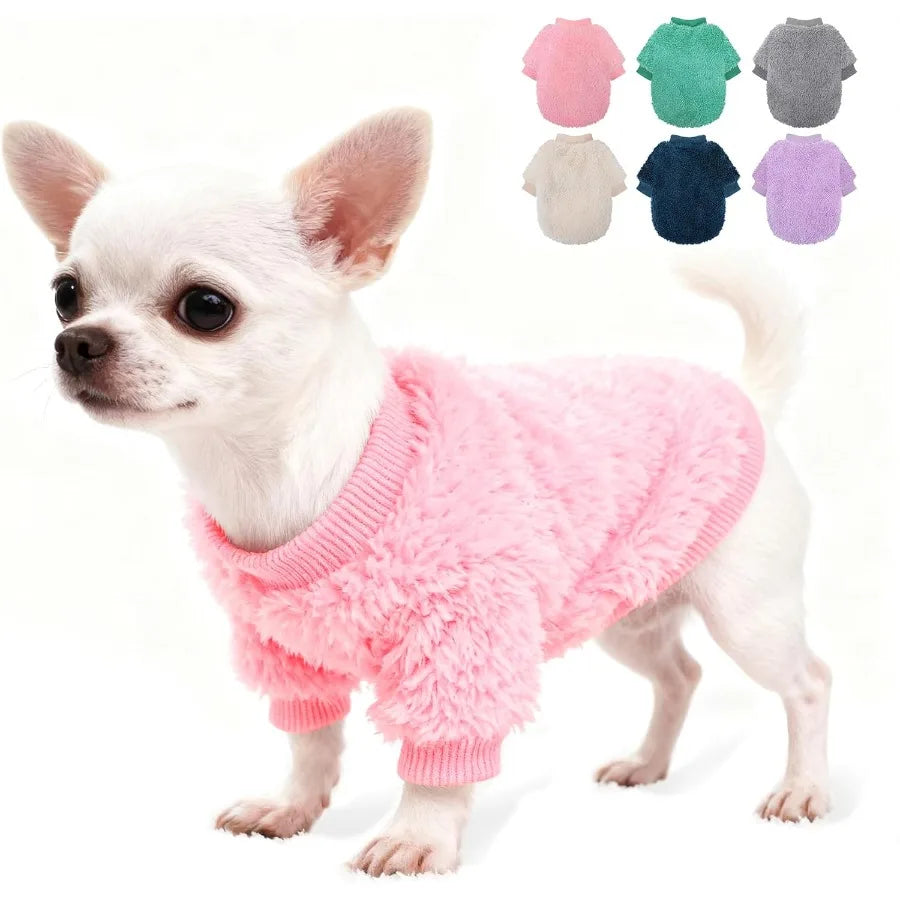 Dog Sweaters for Small Dogs Winter Fleece Puppy Sweaters for Teacup Yorkie Chihuahua Clothes Cute Pink XXS Dog Sweater Warm Sof