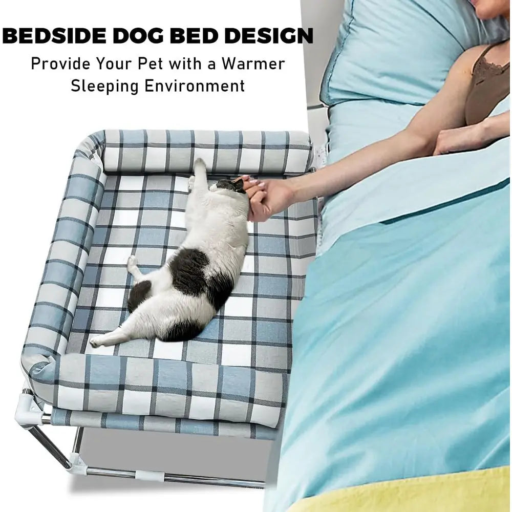 Raised Dog Bed with Pillow Extension for Cosleeping - Attaches to Human Bed, 34x26x20
