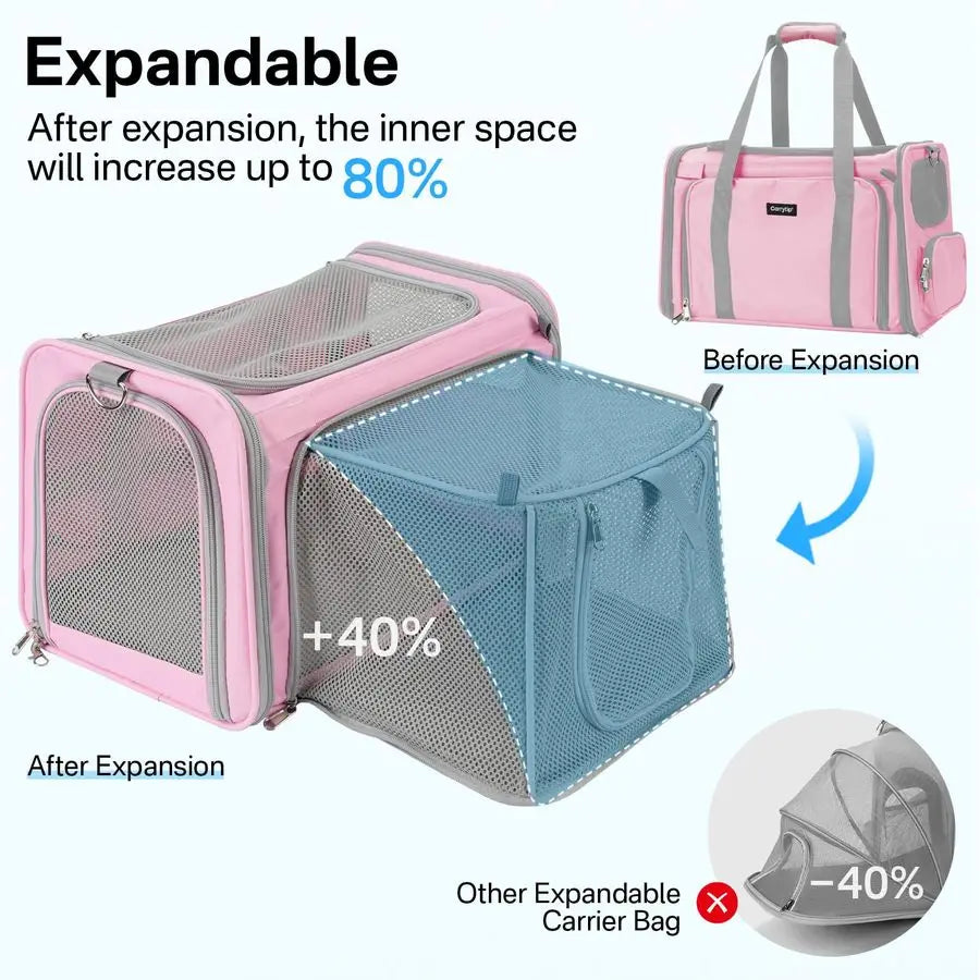 Cat Carrier, Airline Approved Soft Sided Pet Carrier for Cats amp Small Dogs Up to 15 lbs, with Locking Safety Zippers amp Cozy