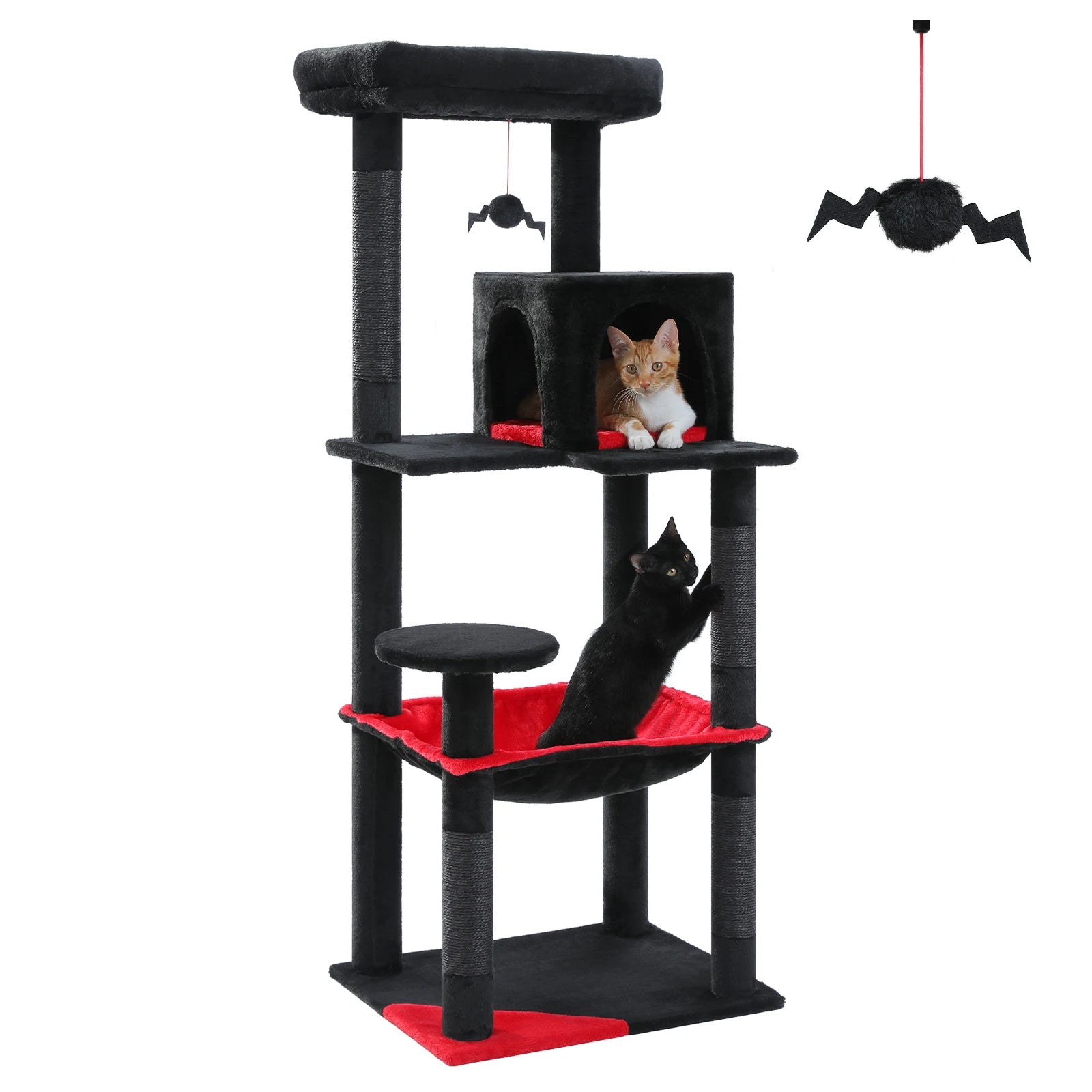 Gothic Cat Tree Black Cat Tower with Comfortable Condo,Natural Sisal Cat Scratching Post Perfect for Indoor Cats,Cat Accessories