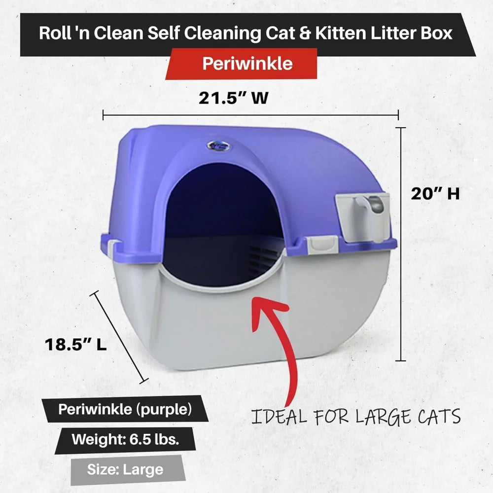 Automatic Self-Cleaning Litter Box for Regular Cats - Indoor Outdoor Enclosed Lid, Large Capacity, Easy Maintenance
