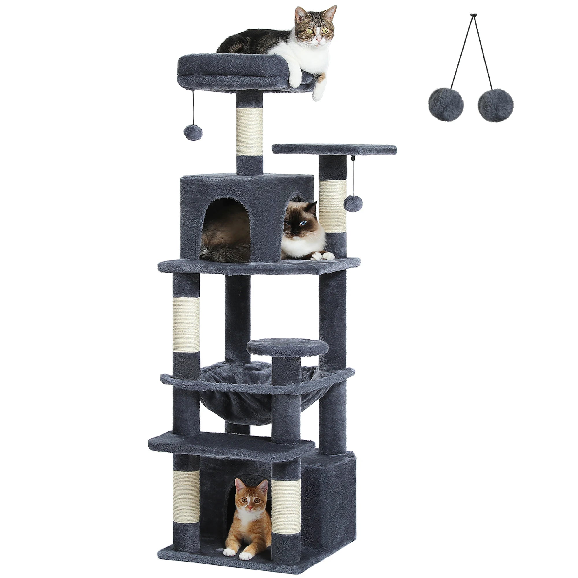 Large Cat Tree and Tower for Indoor Cats With Sisal-Covered Scratching Posts Spacious Hammock Padded Perches and Condos Cat Toys