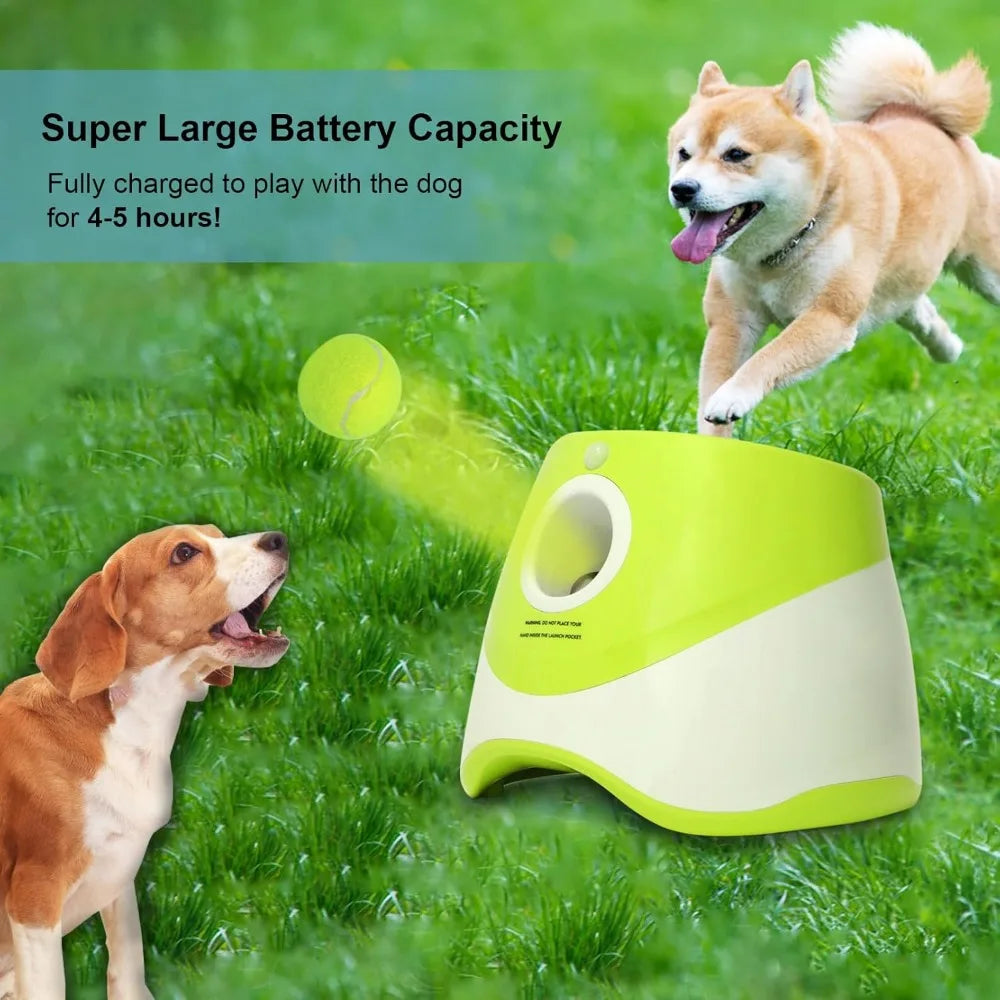 Automatic Dog Launcher for Small Dogs, Fetch Machine with 9 Tennis Balls, 10-30ft Range, Indoor/Outdoor Use, Yellow-Green, Ideal