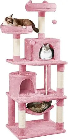Luxury 62.5 Inch Cat Tree Tower with Platforms, Hammock, and Scratching Posts - Ideal Playhouse for Kittens and Cats