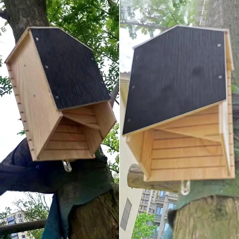Wooden Bat House Wood Shelter For Bat Colony Reusable Wooden Bat Box Shelter For Hibernation Wooden Bat Box Shelter For Garden