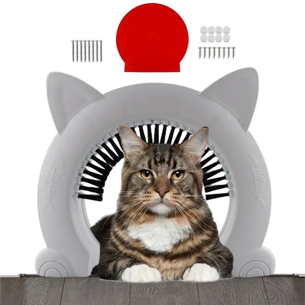 Pet Cat Dog Door Hole Access Direction Controllable Toy For Pet Training Dog Cats Kitten ABS Pet Gate Door Kit with Clean Brush