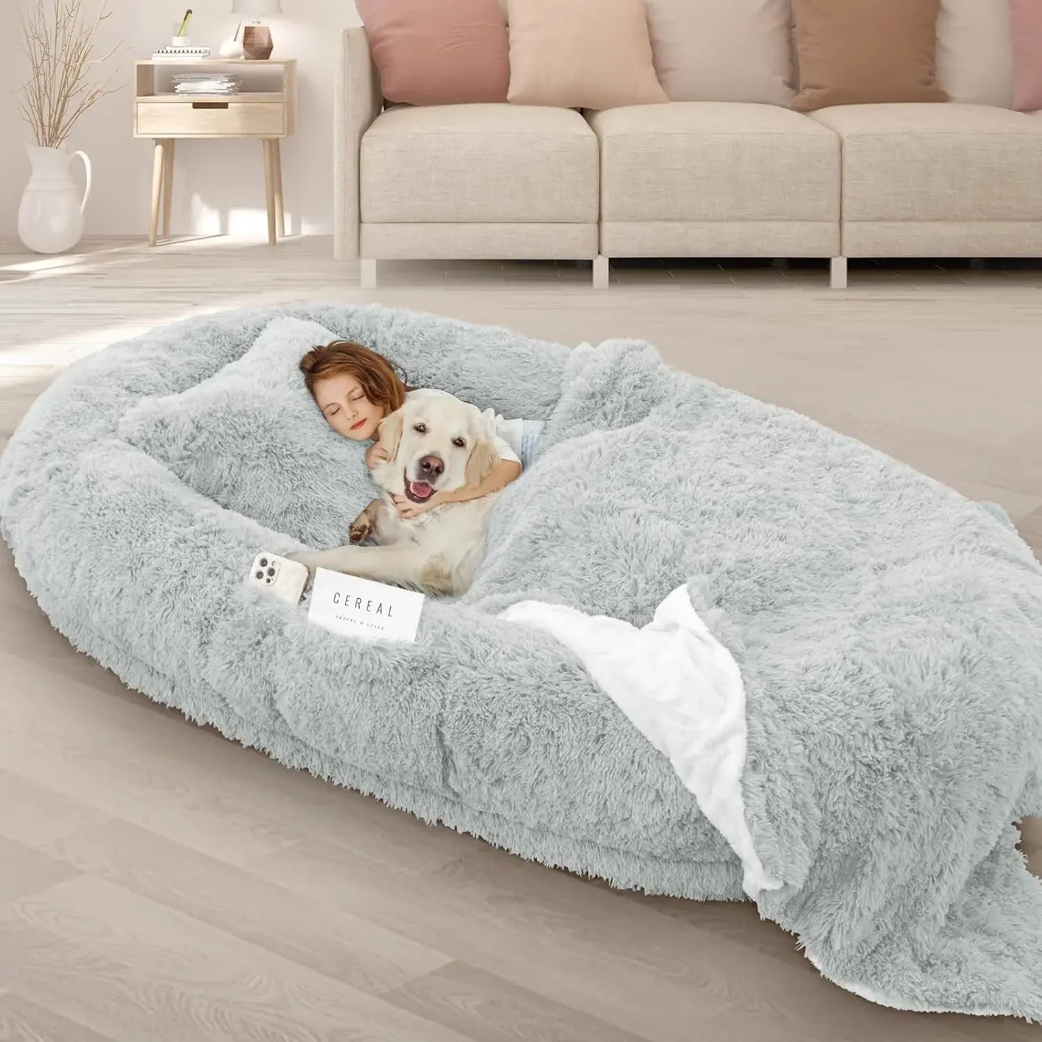 Human Dog Bed,71''x45''x12''Size Fits Adult and Pet Washable Giant People Dog Bed 10 CM Thick Memory Foam Large Oversize Dog Bed
