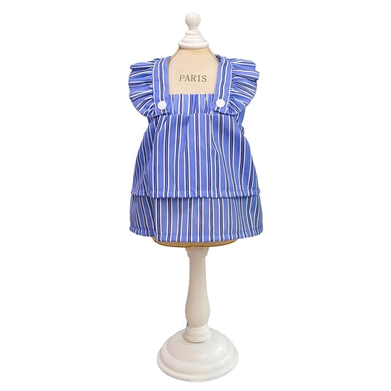 Pet Dog Dress Striped Pattern Cat Princess Dresses Chihuahua Yorkie Sweet Sleeveless Skirts Puppy Costume Pet Clothing