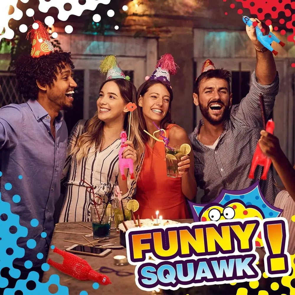 6.3 Inch Bulk Rubber Chicken Squeaky Toys for Dogs, Pets, Party Favors, Stress Relief, Reduce Separation Anxiety (Mixed Colors)