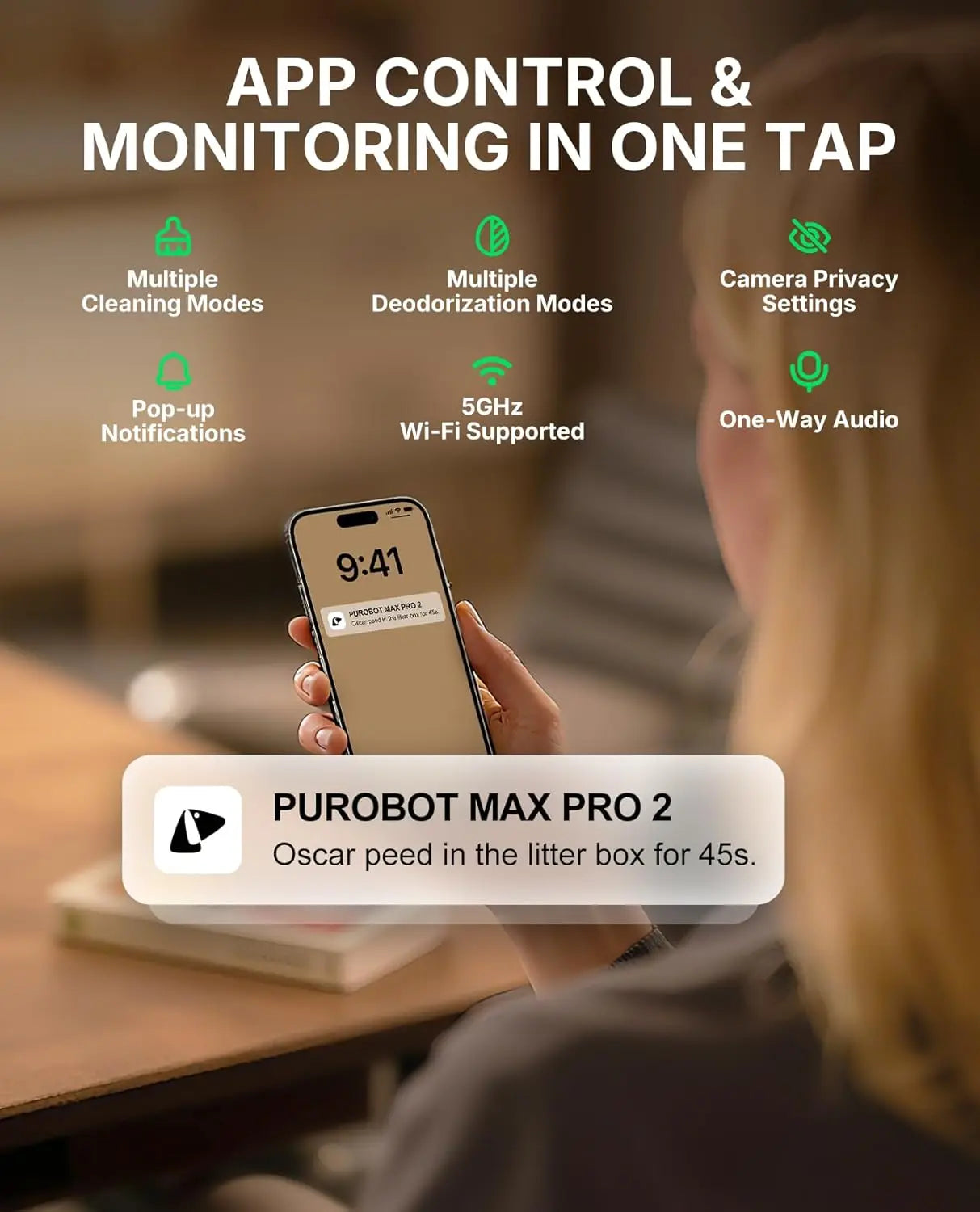 2025 Purobot Max Pro 2 AI-Camera Self Cleaning Cat Litter Box, Extra Large Opening 210° Wide Angle Lens Cat Facial, Customized