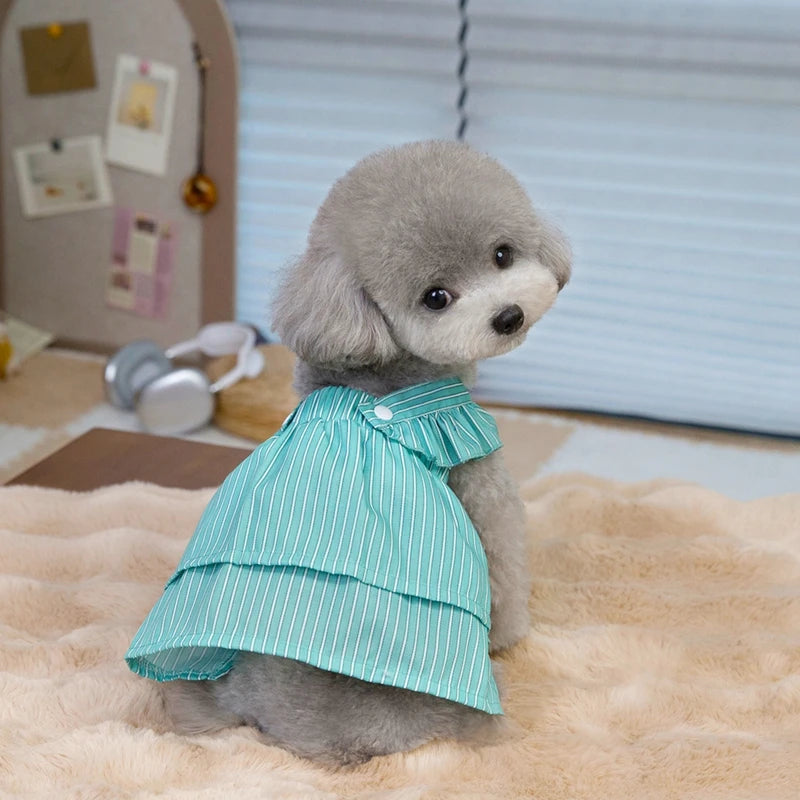 Pet Dog Dress Striped Pattern Cat Princess Dresses Chihuahua Yorkie Sweet Sleeveless Skirts Puppy Costume Pet Clothing