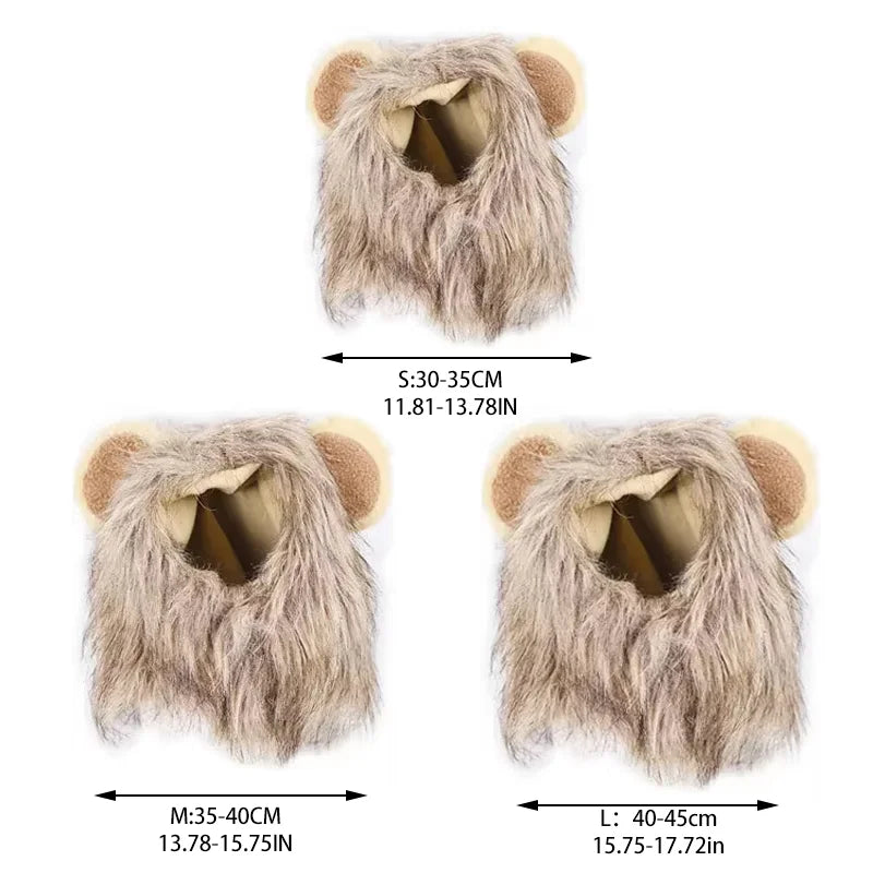 Pet Hairpiece - Humorous Lion Mane Headgear for Dogs and Cats, Adjustable Costume Accessories for Fun Dress-up and Play Cat hat