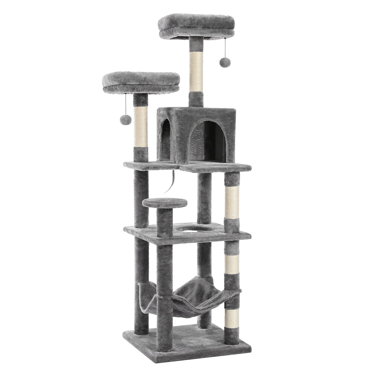 Large Cat Tree for Indoor Large Cats Tall Cat Tower for Fat Cats with Super Big Hammock, Cat Climbing Trees with Scratching Post