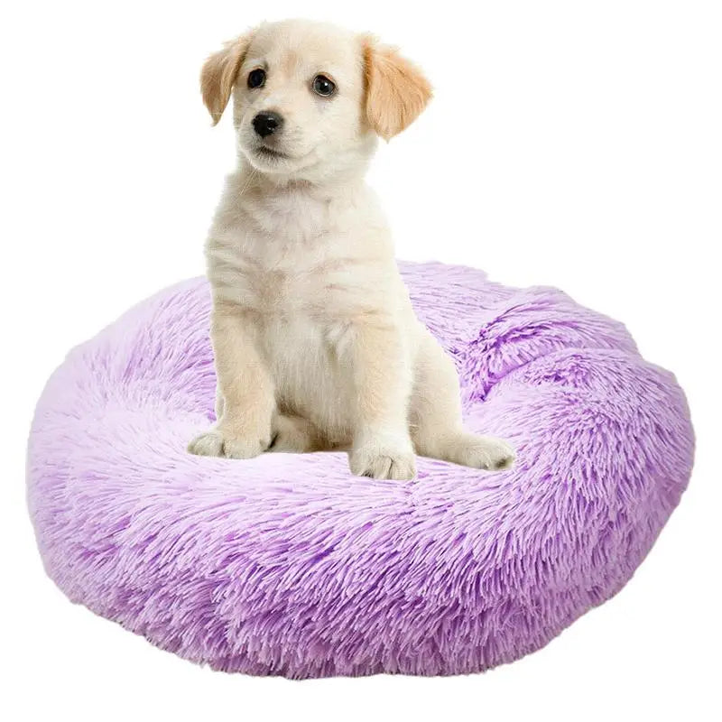 Soft Plush Pet Beds USB Heating Round Dog Bed Donut Round Beds For Small Medium Dogs And Cats Comfortable And Machine Washable