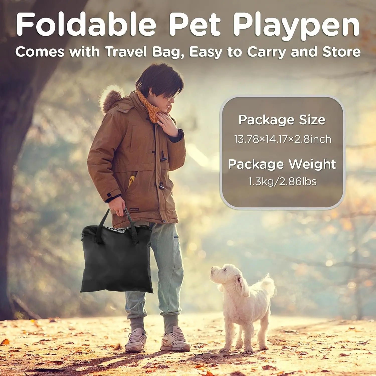 Foldable Waterproof Pet Playpen with Retractable Shade, Portable Kennel Tent for Small Dogs Cats Indoor Outdoor Use