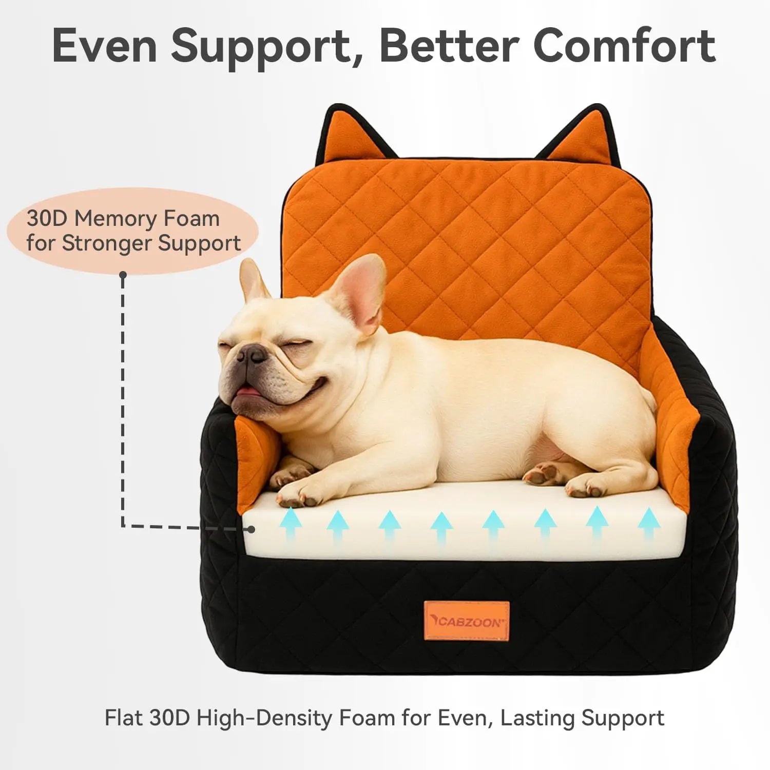 Dog Car Seat for Small/Medium Dogs Up to 35lbs, Elevated Cushion with Washable Cover & Storage Pockets, Black-Orange