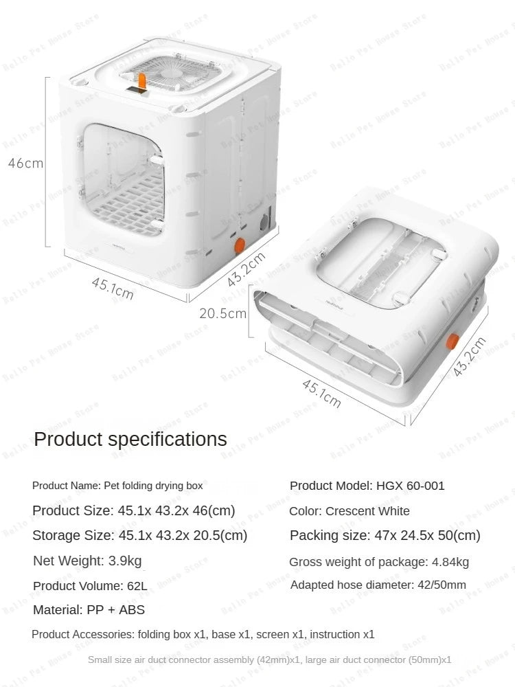 Detached pet drying box Multifunctional cat hair dryer Household water blower for small dogs Large capacity pet drying box