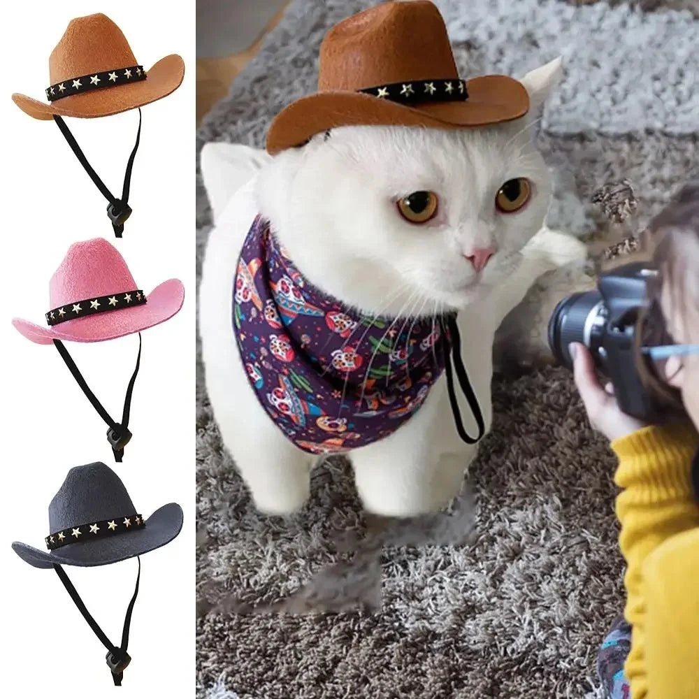One Piece Pet Cat Hat Star Cowboy Hat Pet Supplies Adjustable Cat Costume Top Hat Headwear Pet Hat Cat Hat Pet Sun Hat Cat