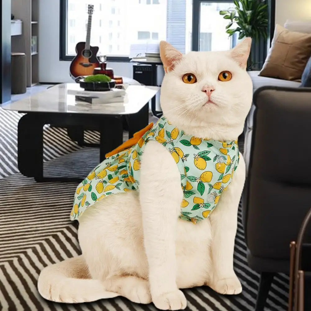 Beautiful Pet Skirt Decorating Cat Skirt Breathable Lemon Printing Summer Dog Two-legged Clothes