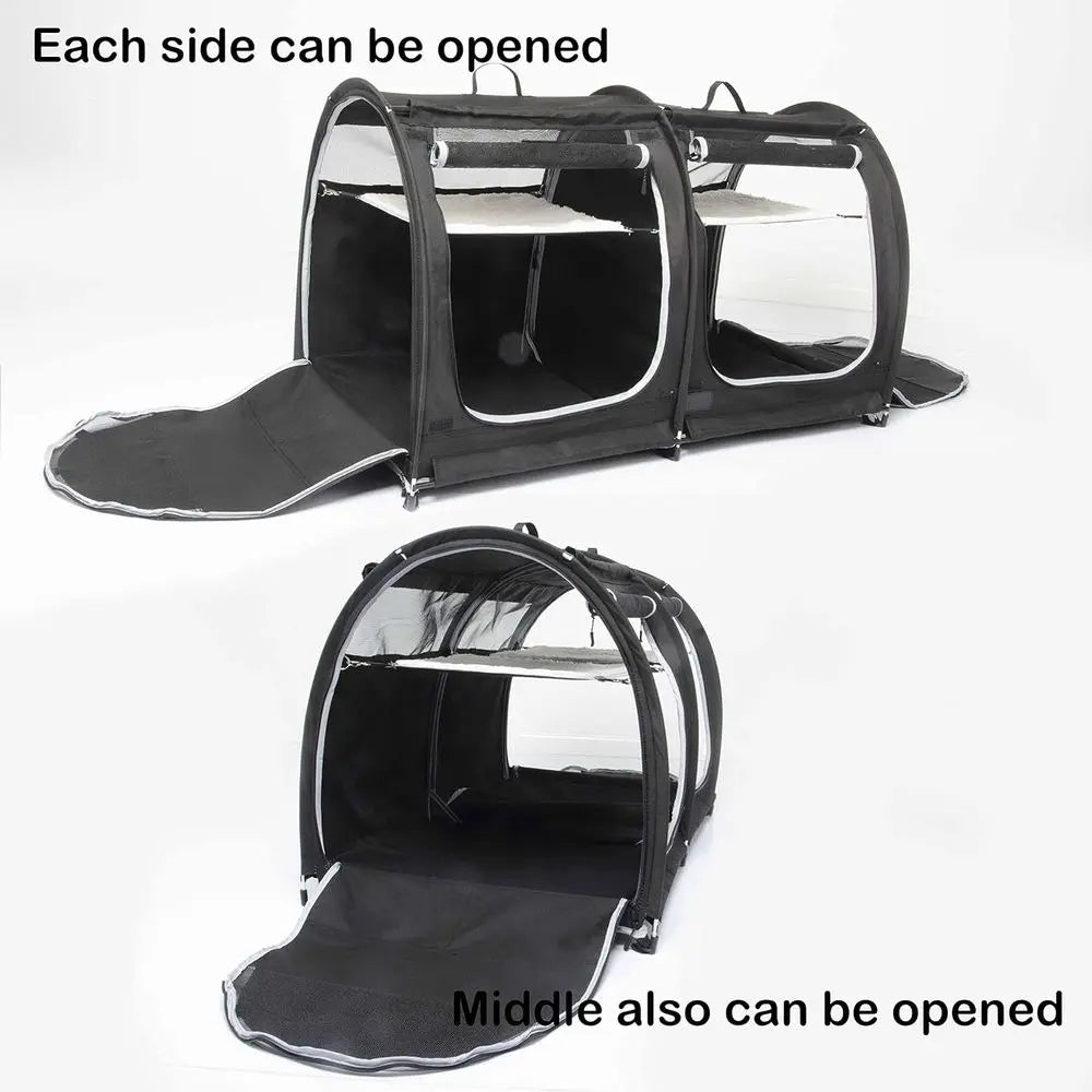 Collapsible Pet Carrier for Cats: Travel Carrier with Hammock, Mat, Litter Box & Carry Bag