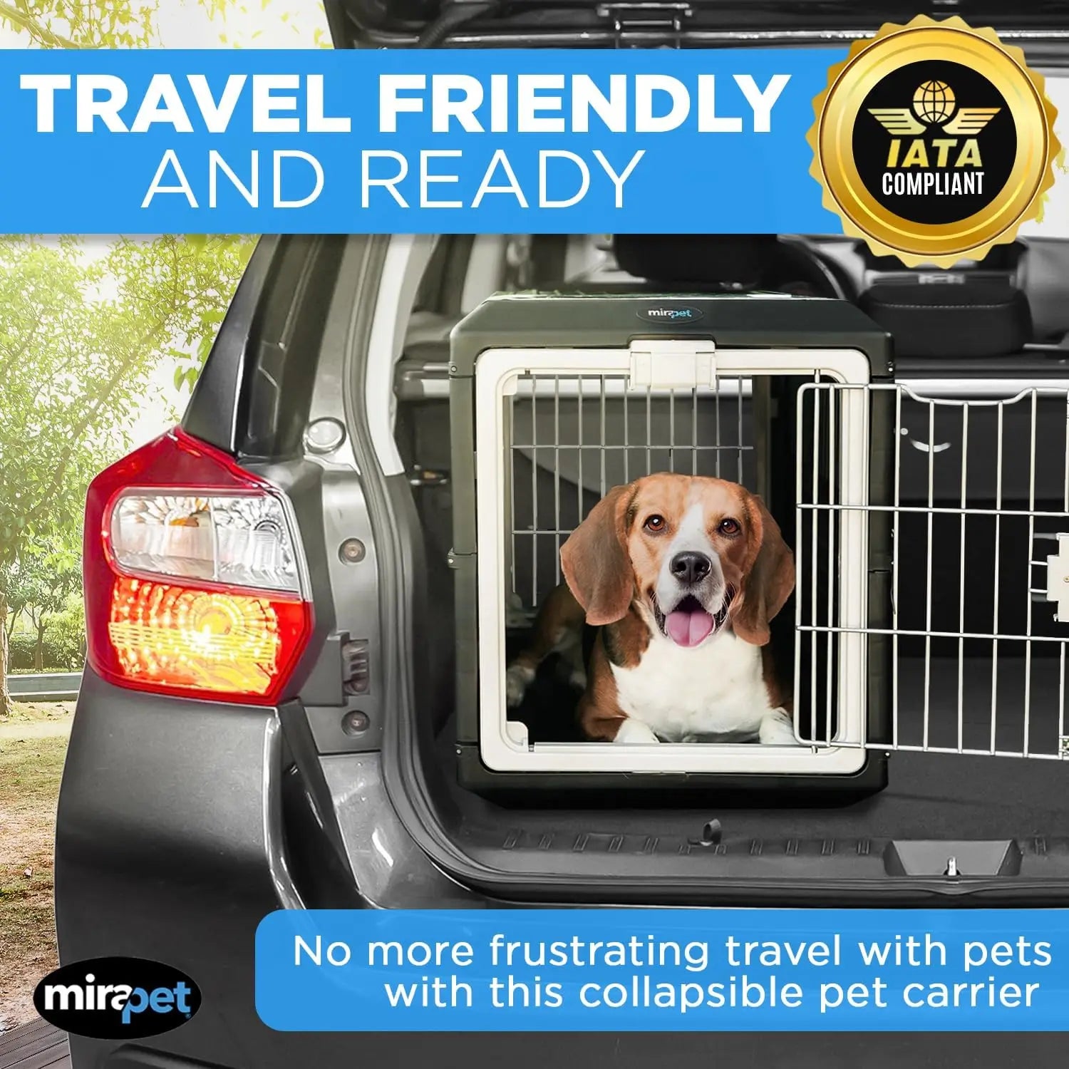 26" Collapsible Pet Carrier for Medium Cats & Dogs, Portable Kennel with 360 Ventilation & Hard Plastic Walls