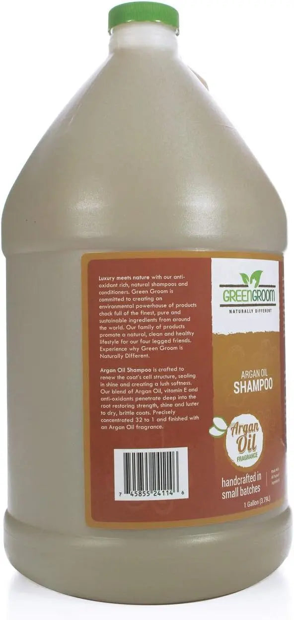 Green Groom Argan Oil Dog Shampoo, 1 Gallon - Vitamin E, Moisturizing, Natural Ingredients, Restores Shine, Relieves Itchy Skin