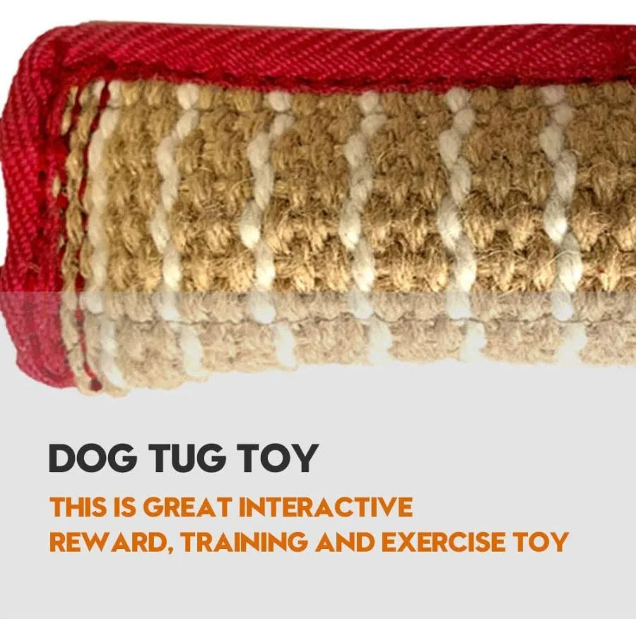 Dog Tug Toy Dog Bite Jute Pillow Pull Toy with 2 Strong Handles Perfect for Tug of War Puppy Training Interactive Play Bite Tra