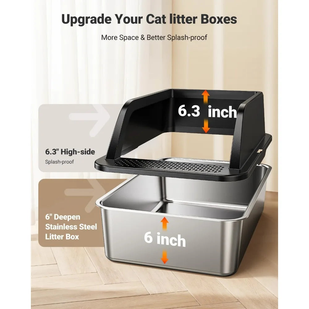 Extra Large Enclosed Metal Cat Litter Box with High Sides for Large Cats, Ideal for Privacy and Odor Control