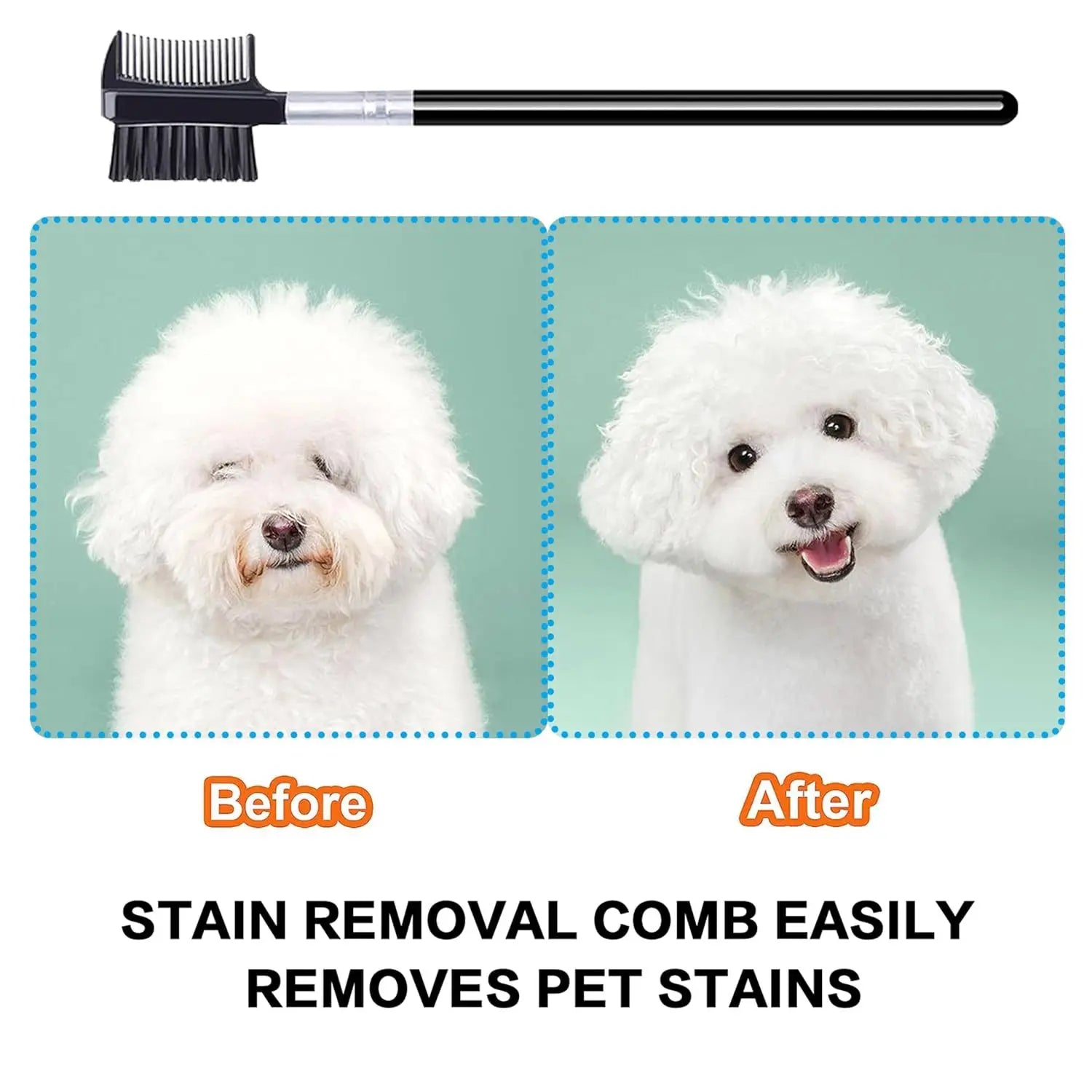 5-Pack Flea Combs. Stainless steel, double-sided for pet grooming & tear stain removal.