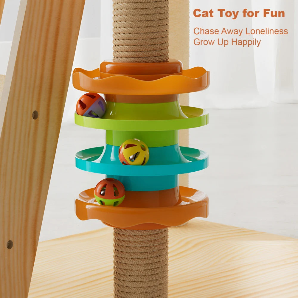 59" Modern Cat Tower, Wood Cat Tree Tower for Indoor Cats, Cat Treewith Sisal-Covered Scratching Posts and Top Perch
