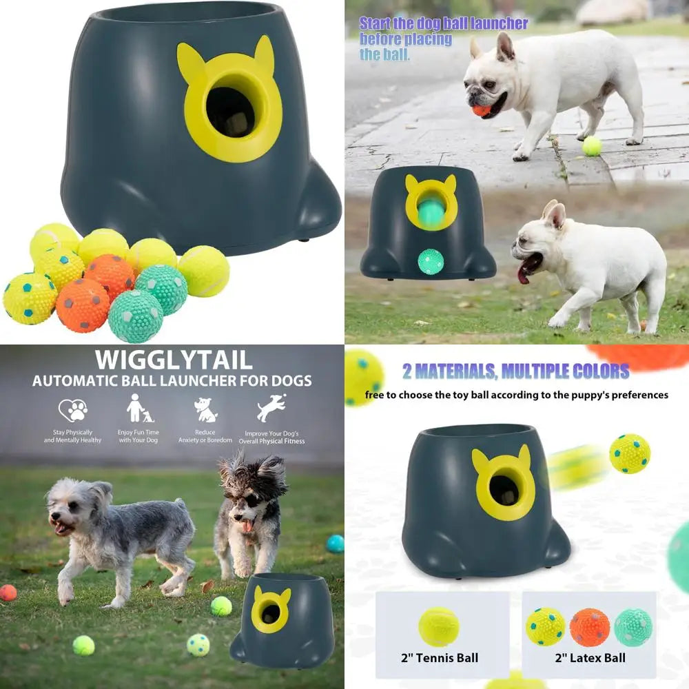 Automatic Dog Ball Launcher - Interactive Self-Playing Fetch Toy for Small Dogs with 3 Adjustable Throw Distances