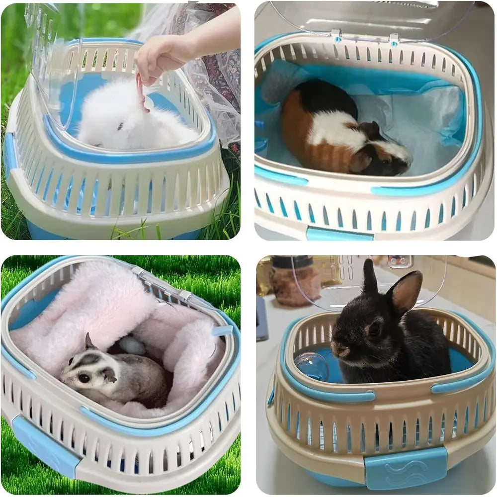 Hamster Carrier Guinea Pig Carrier 13 X 11 X 8 In Portable Hamster Travel Cage with Ventilation Holes Outdoor Small Animal Carri