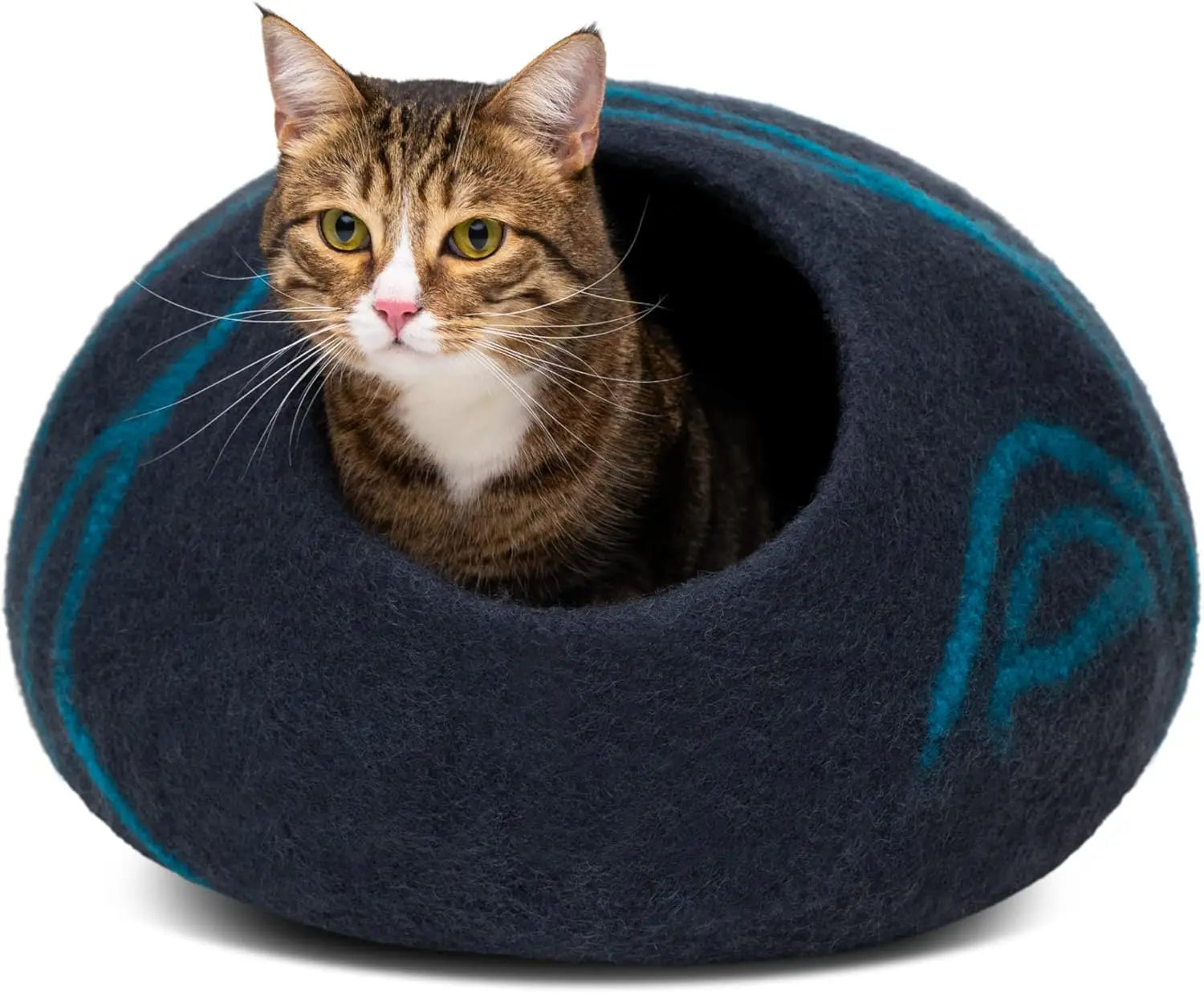 Premium Handmade Merino Wool Cat Cave Bed for Indoor Cats, Medium Dark Grey, Eco-Friendly & Durable