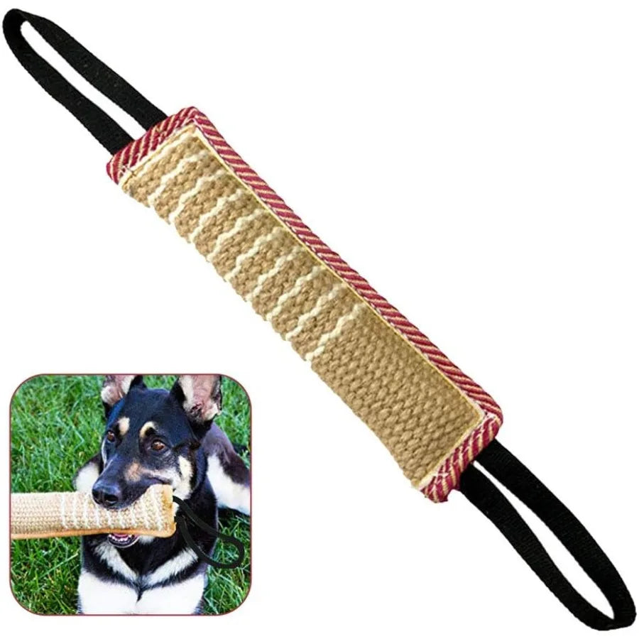 Dog Tug Toy Dog Bite Jute Pillow Pull Toy with 2 Strong Handles Perfect for Tug of War Puppy Training Interactive Play Bite Tra