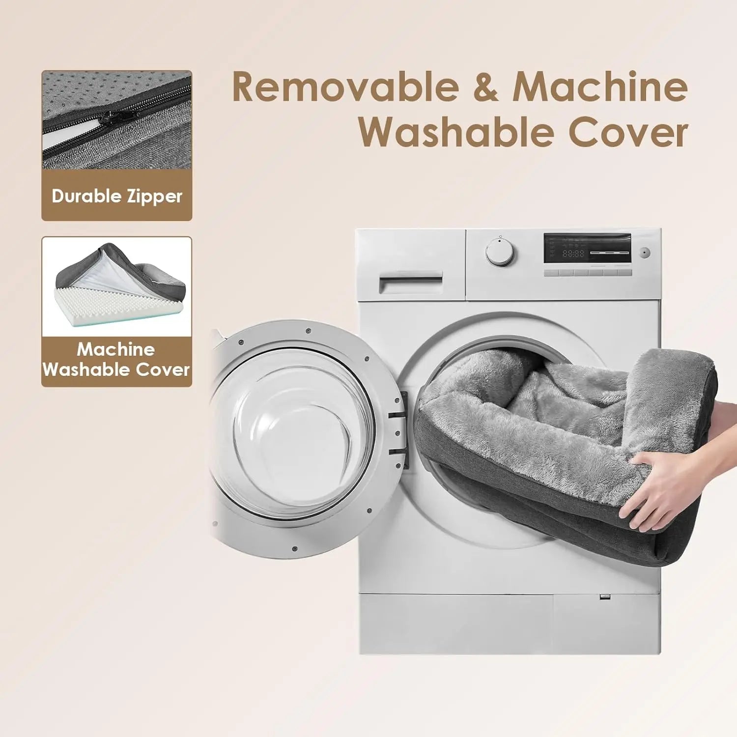 Extra Large Orthopedic Dog Bed with Memory Foam, Waterproof Liner, and Removable Washable Cover, Grey