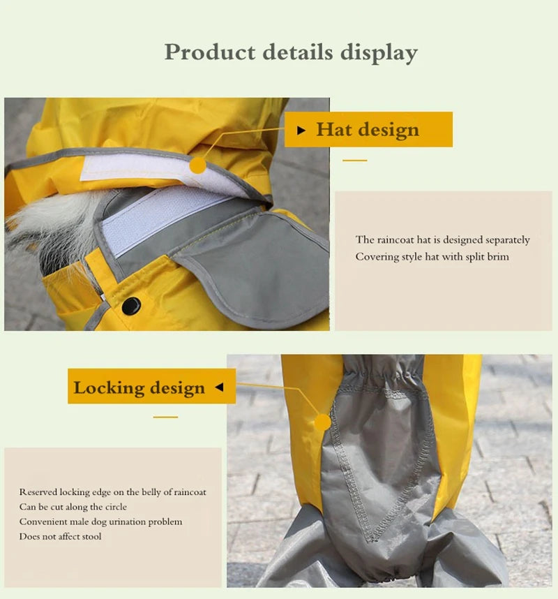 Pet Large Dog Raincoat Outdoor Waterproof Clothes Hooded Jumpsuit Cloak For Small Big Dogs Overalls Rain Coat Labrador