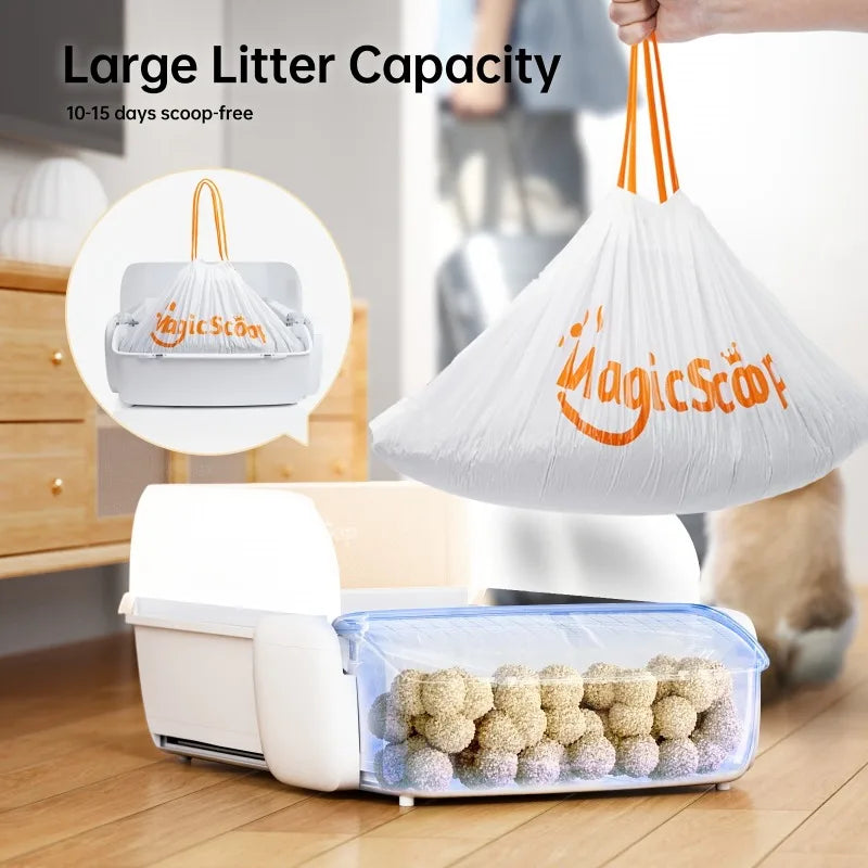 Self Cleaning Automatic Cat Litter Box Robot Open Top Large Capacity App Control Anti Pinch Odor Free Waste System MultiCat Free