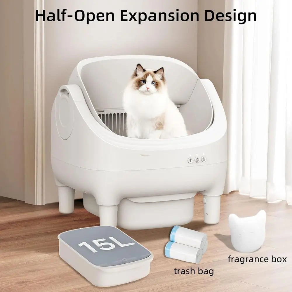 Smart Self-Cleaning Litter Box for Medium Cats & Kittens with App Control, Safety Features, and Wide Entry,Customized