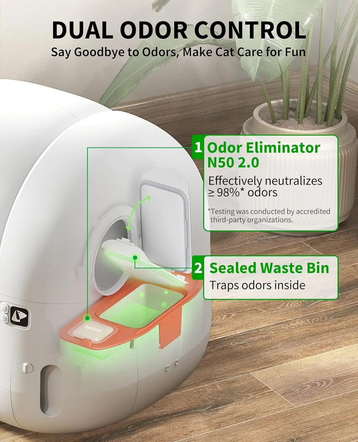 PuraMax 2 Automatic Self-Cleaning Cat Litter Box, App Control Automatic Litter Box with Safety Sensors, Odor Free &, Customized