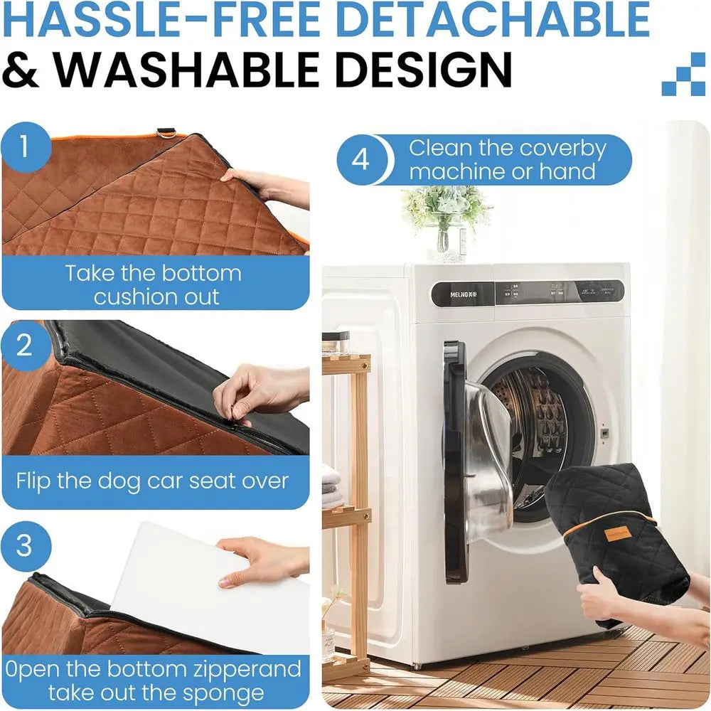 Medium Dog Car Seat with Safety Straps and Waterproof Padding - Portable Booster Bed for Cars, Trucks, and SUVs, Suitable for Pe