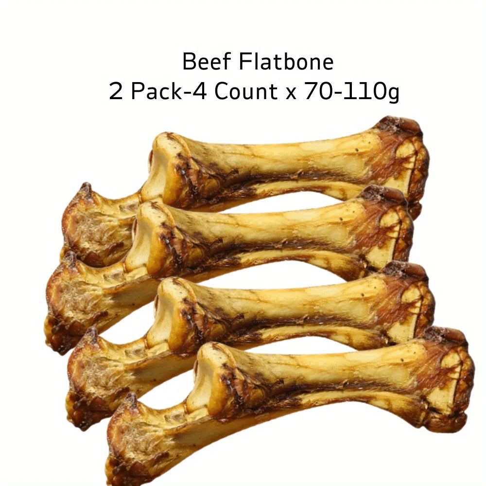 1/2 Pack-2/4 Count x 70-110g Beef Flatbone, Natural Ingredients, Natural Dog Treats, Healthy, Easily Digestible