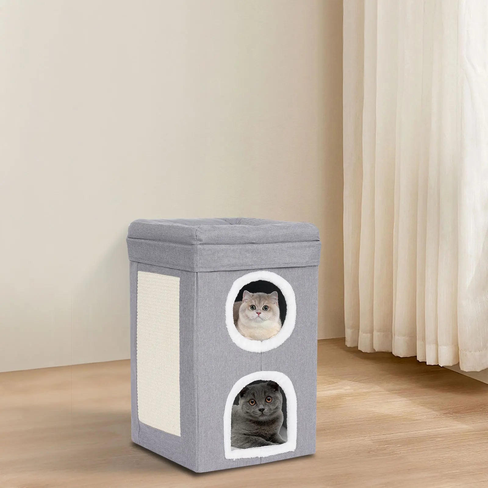 Cat House, Indoor Cat Bed, Cute Modern Cat Apartment, Folding Cat Nest - Grey，for Home Use, Pet Shop