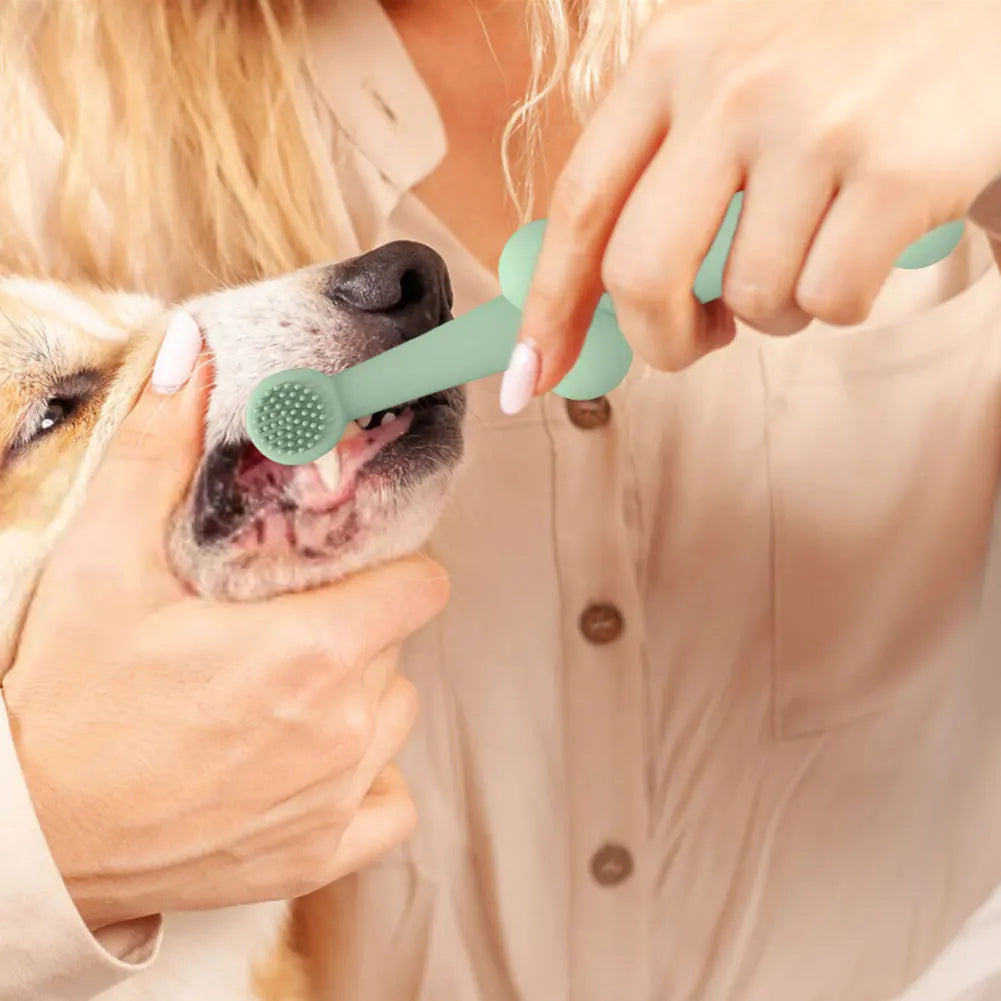 2Pcs Silicone Dog Tooth Brush 360 Degree Cleaning Dog Tooth Cleaning Brush Soft Bristle Toothbrush for Small & Large Pets