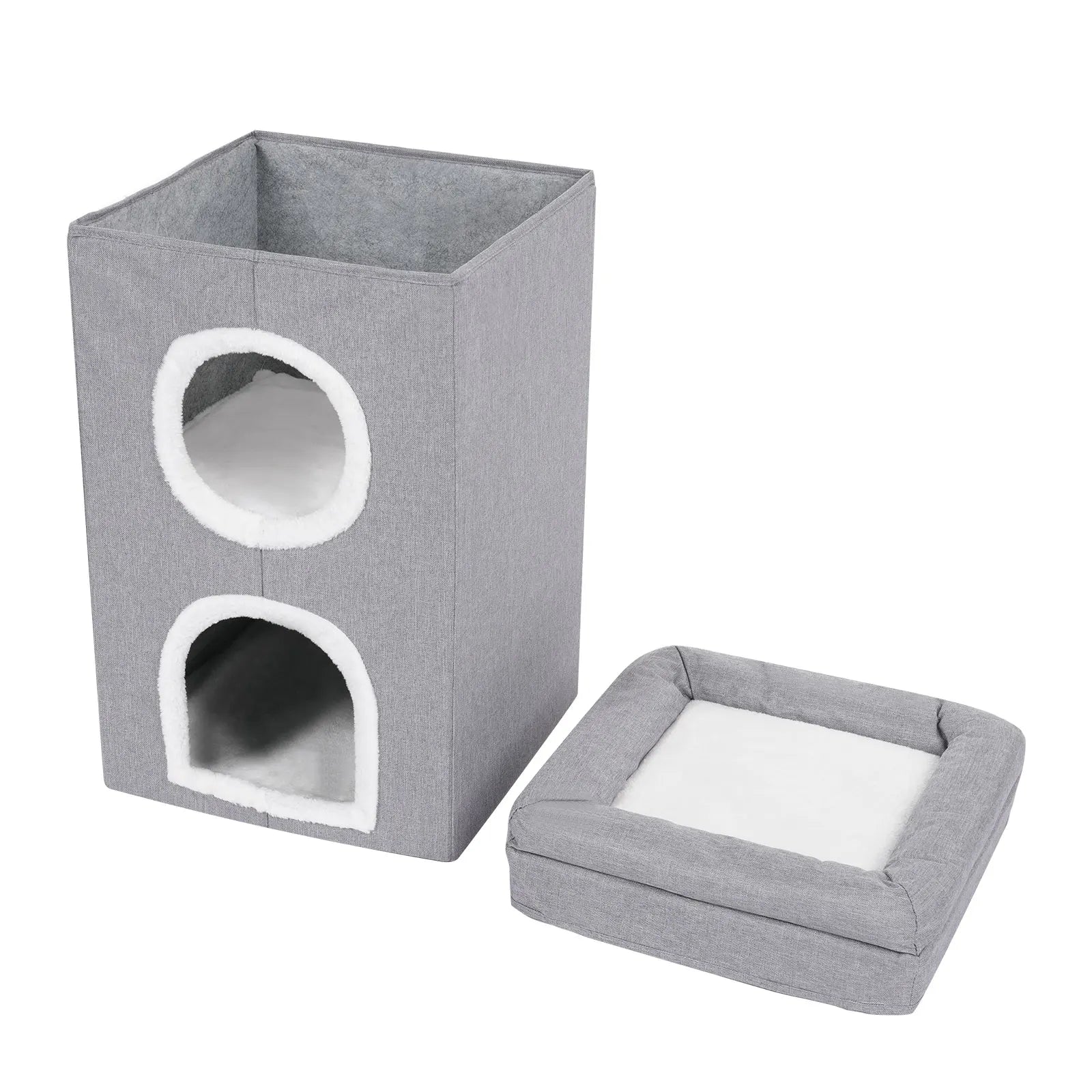 Cat House, Indoor Cat Bed, Cute Modern Cat Apartment, Folding Cat Nest - Grey，for Home Use, Pet Shop