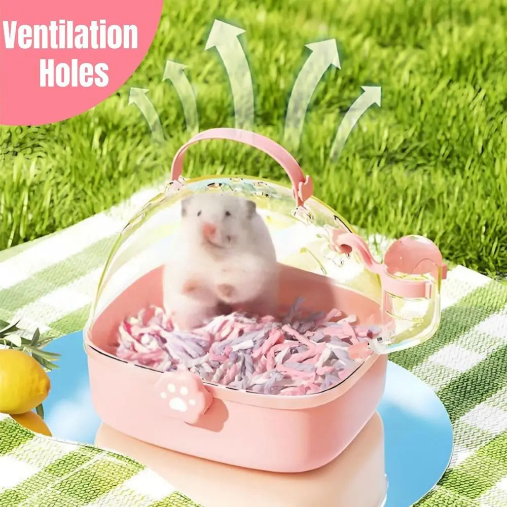 Hamster Carrier Cage, Portable Small Animal Carrier Cage with Water Bottle, Guinea Pig Outgoing Cage Hamster Travel Carry Case f