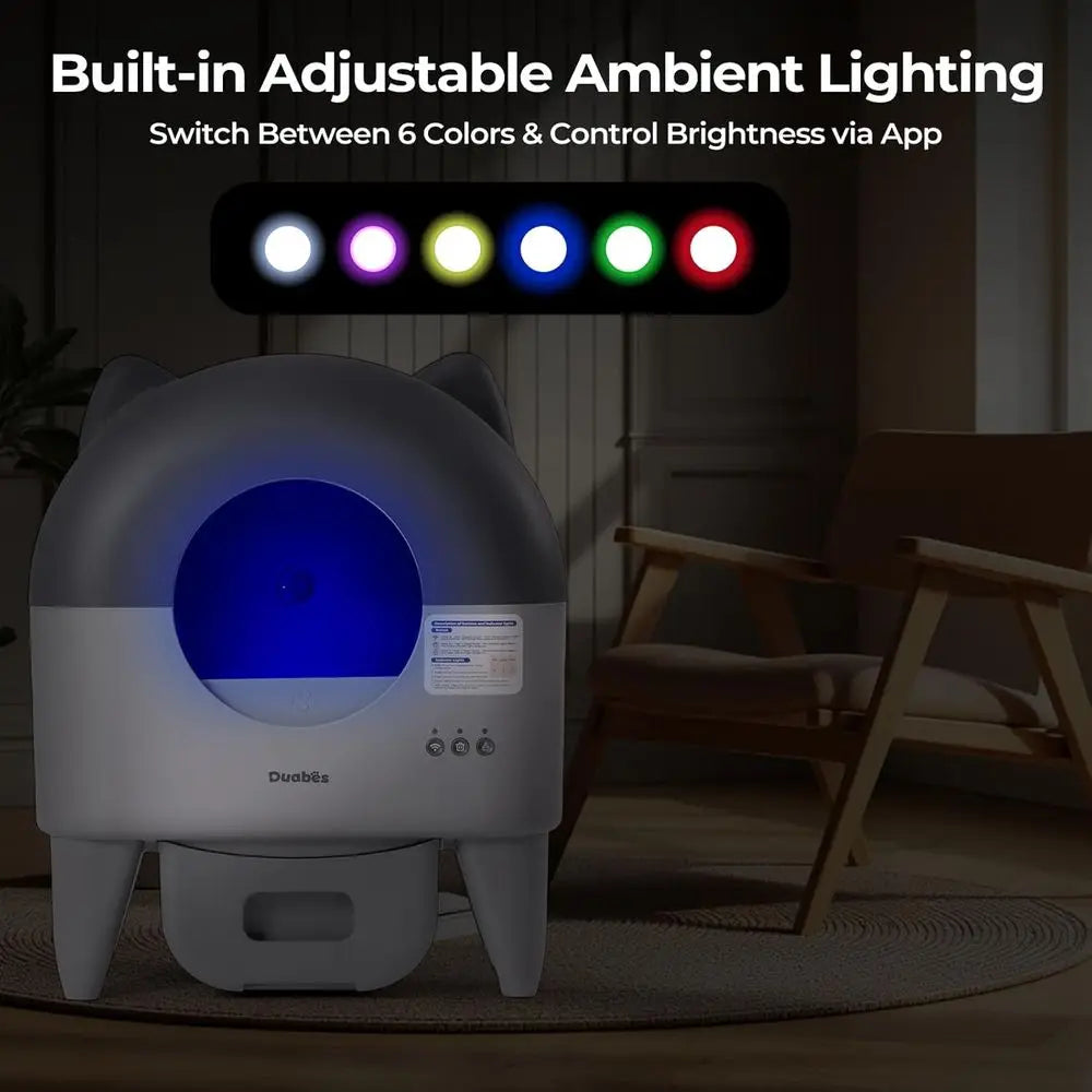 Extra Large Smart Self Cleaning Litter Box for Multiple Cats with Low Noise APP Control And Safety Sensors